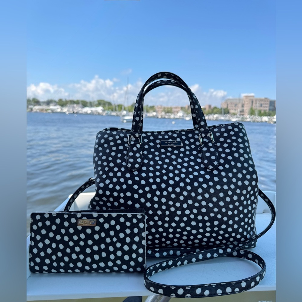 EUC Kate Spade Laurel Way Polka Dot 2 Way Bag - WALLET INCLUDES